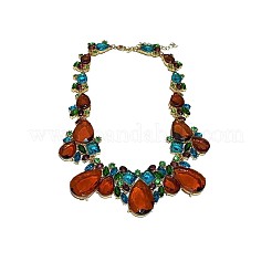 Alloy & Glass Teardrop Beaded Bib Necklaces for Women&nbsp;FS-WGD1103-01