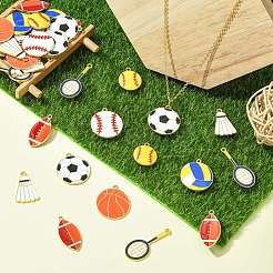 40Pcs 8 Styles Sports Ball Alloy Enamel Pendants&nbsp;ENAM-CJ0006-82