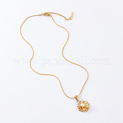 3Pcs Vintage Stainless Steel Pave Imitation Pearl Lotus Flower Pendant Necklaces for Women&nbsp;AX2809