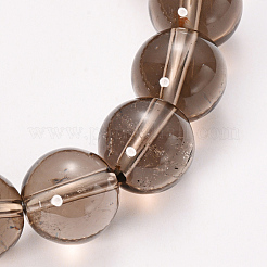 Natural Smoky Quartz Beaded Stretch Bracelets&nbsp;BJEW-Q692-54-8mm