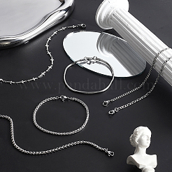 6Pcs 6 Styles 304 Stainless Steel Chain Bracelets&nbsp;BJEW-GA0001-18