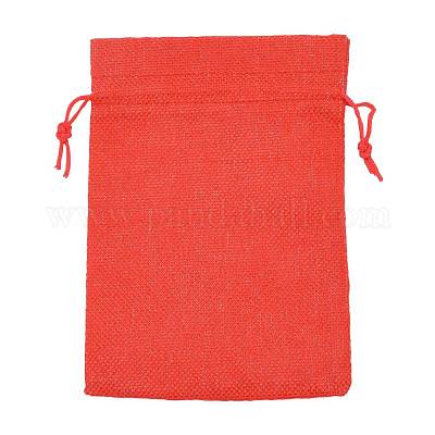 Polyester Imitation Burlap Packing Pouches Drawstring Bags&nbsp;ABAG-R004-18x13cm-01-1