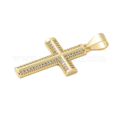 Brass Micro Pave Cubic Zirconia Pendants&nbsp;KK-P293-21E-G-1