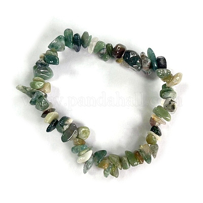 Natural Moss Agate Stretch Bracelets&nbsp;PW-WG56138-09-1