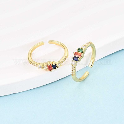 Wholesale Brass Micro Pave Cubic Zirconia Cuff Rings for
