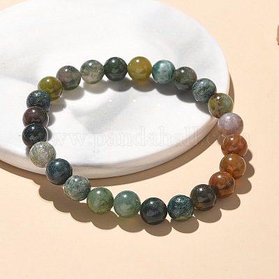 Natural Indian Agate Bead Stretch Bracelets&nbsp;BJEW-K212-B-010-1