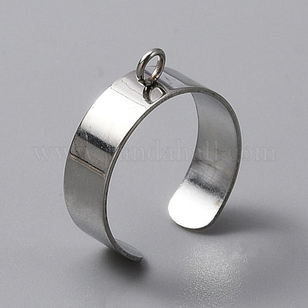 Stainless Steel Open Cuff Finger Ring Components&nbsp;STAS-WH0029-40A-P-1