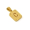 Stainless Steel Pendants, Real 18K Gold Plated, Rectangle, Letter C, 15x12mm