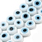 Handmade Evil Eye Lampwork Flat Round Bead Strands, White, 10x4mm, Hole: 1mm, about 38pcs/strand, 14 inch