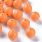 Opaque Acrylic Beads, Round, Orange, 20x19mm, Hole: 3mm
