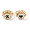 Brass Cuff Rings, Cadmium Free & Lead Free, Open Rings, with Resin Beads, Long-Lasting Plated, Real 18K Gold Plated, Evil Eye, Sea Green, 3mm, Inner Diameter: 17.5mm