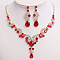 Teardrop & Moon Alloy Rhinestone Pendant Necklace & Stud Dangle Earring, Light Gold, Light Siam, 500mm & 60mm