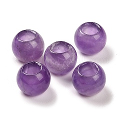 Natural Amethyst European Beads, Large Hole Beads, Round, 12x9.5~11mm, Hole: 5~6mm