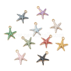 Eco-friendly Alloy Enamel Pendants, Starfish Charm, Mixed Color, 16x14x2.5mm, Hole: 1.5mm
