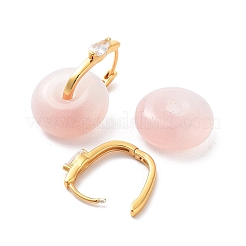 Donut Natural Agate Hoop Earrings for Women&nbsp;EJEW-E303-25G-01