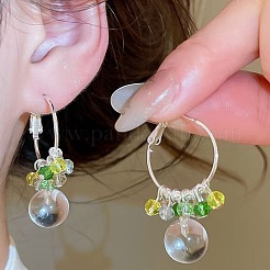 Brass & Glass Hoop Dangle Earrings for Women&nbsp;WG192D9-01
