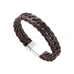 Leather Woven Flat Cord Bracelets&nbsp;PW-WG42872-02