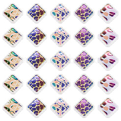 30Pcs Rainbow Iridescent Printed Opaque Acrylic Beads&nbsp;OACR-TA0001-73A