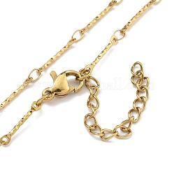 304 Stainless Steel Textured Bar Link Chain Necklaces&nbsp;NJEW-H043-03G