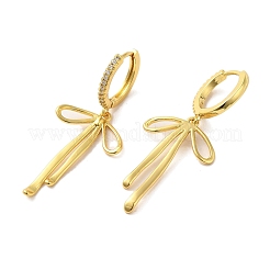 Bowknot Brass Micro Pave Clear Cubic Zirconia Hoop Earrings for Women&nbsp;EJEW-A040-02G