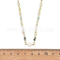 304 Stainless Steel with Natural Mixed Gemstone Pendant Necklaces&nbsp;NJEW-JN06653-03