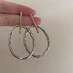 Brass Two Tone Oval Stud Earrings&nbsp;FS-WGAE651-01