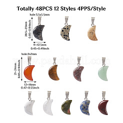 48Pcs 12 Styles Natural Gemstone Pendants&nbsp;G-FW0001-30