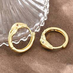Brass Micro Pave Cubic Zirconia Hoop Earrings&nbsp;KK-CBAD104-04G-F