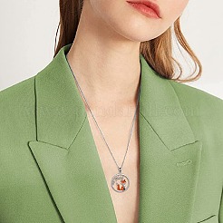 304 Stainless Steel Enamel Ring with Branch and Fox Pendant Necklaces for Women&nbsp;FS-WG1934E-01