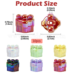 10Pcs UV Plating Iridescent Acrylic with Rhinestone Beads&nbsp;OACR-YW0003-69