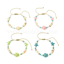 Adjustable Mixed Gemstone Beaded Braided Nylon Thread Anklets for Women Men&nbsp;AJEW-AN00844