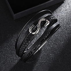 Leather Cords Multi-strand Bracelets with Magnetic Clasp&nbsp;PW-WG89659-01