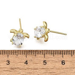 Brass Micro Pave Clear Cubic Zirconia Stud Earrings&nbsp;LS-EJEW-H157-03G-01