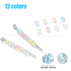 3432Pcs 12 Colors 8/0 Glow in the Dark Luminous Transparent Glass Round Seed Beads&nbsp;LUMI-CJ0001-01