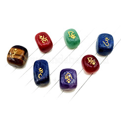 7Pcs Rectangle Natural Gemstone Ohm Stones&nbsp;PW-WG27350-01