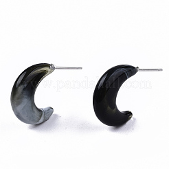 Transparent Resin Half Hoop Earrings&nbsp;EJEW-T012-02-B05