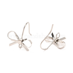 Bowknot Shape Brass Earring Hooks&nbsp;KK-K256-01P