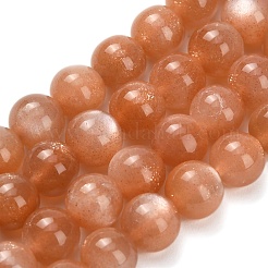 Natural Peach Moonston Beads Strands&nbsp;G-L634-B06-8mm