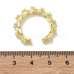 Brass Micro Pave Cubic Zirconia Cuff Open Rings&nbsp;RJEW-C163-12G