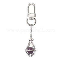 Stainless Steel Macrame Chain Pouch Round Natural Lapis Lazuli & Amethyst & Green Aventurine & Carnelian & Rose Quartz Holder Pendant Decorations&nbsp;HJEW-JM02050-02