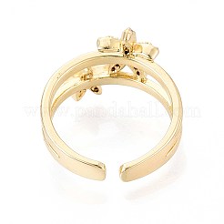 Brass Micro Pave Cubic Zirconia Cuff Rings for Women&nbsp;KK-T071-64G