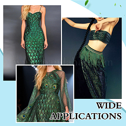 2 Yards Laser Polyester Imitation Peacock Feather Fabric&nbsp;DIY-PH0038-39A