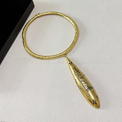 Vintage Alloy Engraved Textured Teardrop Pendant Choker Necklaces for Women&nbsp;WG8A604-01