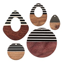 10Pcs 5 Style Resin & Walnut Wood Pendants&nbsp;RESI-LS0001-20