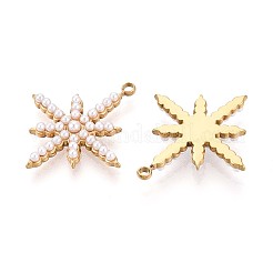 304 Stainless Steel and ABS Imitation Pearl Star Pendants&nbsp;STAS-T071-20G
