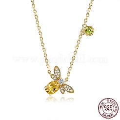 Bee 925 Sterling Silver Cubic Zirconia Pendant Necklaces for Women&nbsp;NJEW-BB72243