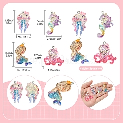 8Pcs 4 Styles Ocean Theme Transparent Resin Pendants&nbsp;CRES-FS0001-17