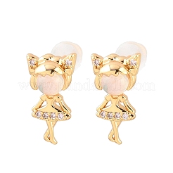 Girl Brass Micro Pave Clear Cubic Zirconia Stud Earrings&nbsp;EJEW-A150-01G