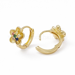 Colorful Cubic Zirconia Sakura Flower Hoop Earrings&nbsp;EJEW-M210-18G
