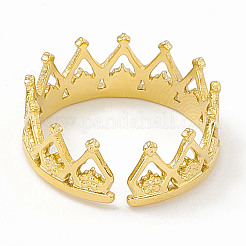 Ion Plating(IP) 304 Stainless Steel Crown Open Cuff Rings for Women&nbsp;RJEW-G275-08G